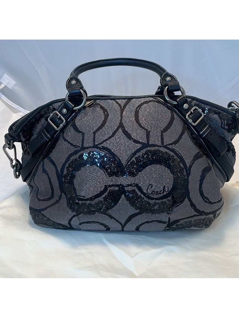 Coach Madison Signature Op Art Sophia Satchel - Picture 5 of 13
